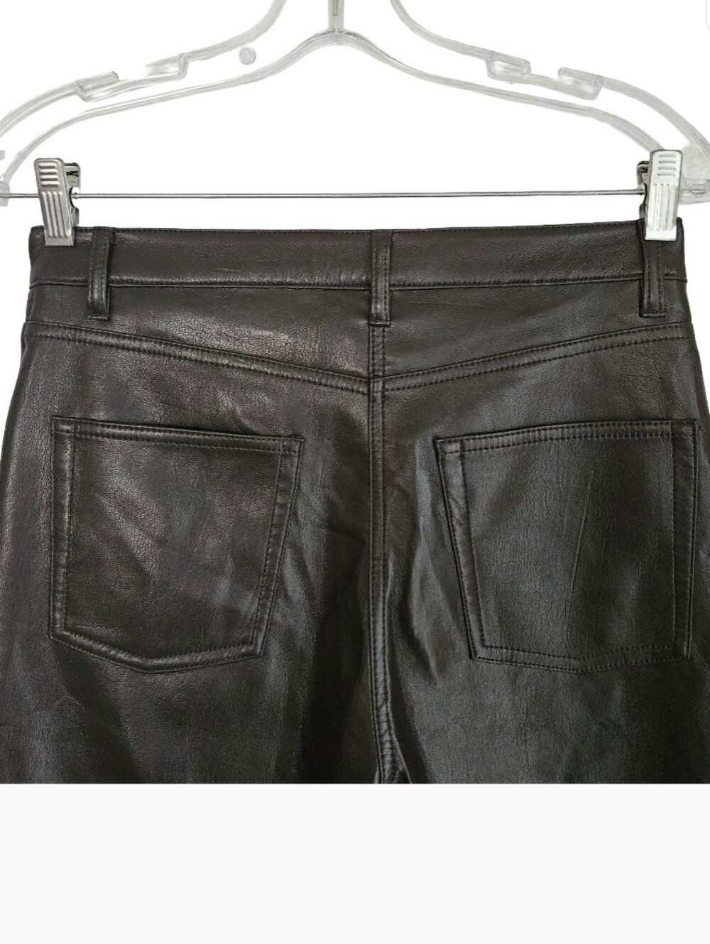 Aritzia Wilfred The Melina High Waisted Vegan Leather Pants Dark Brown Size 6 - Picture 9 of 13